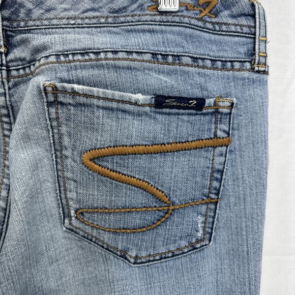 Seven7 Cropped Jeans Women’s Size 31 Blue Light Wash Stretch Denim - Picture 9 of 14
